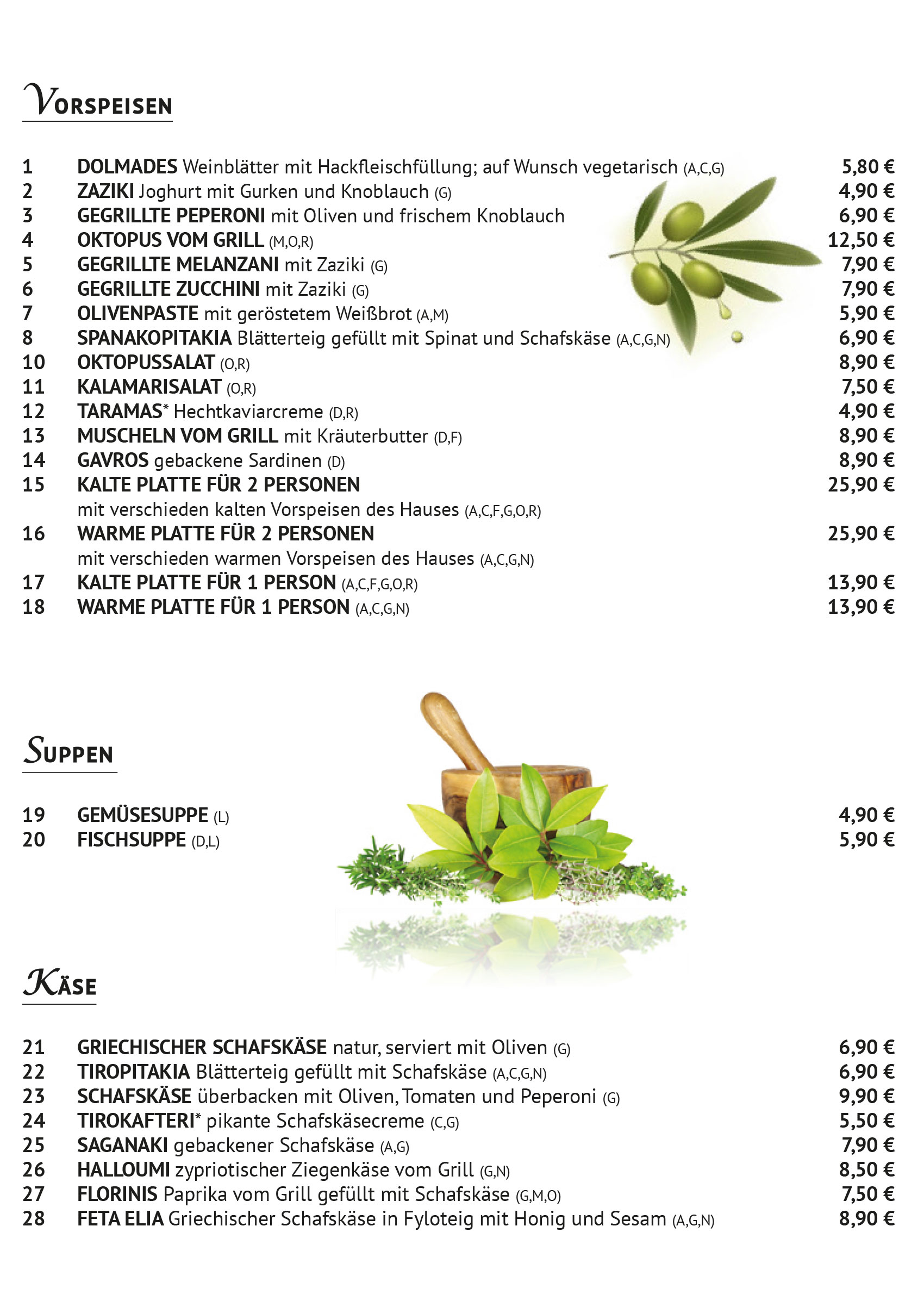 Speisekarte
